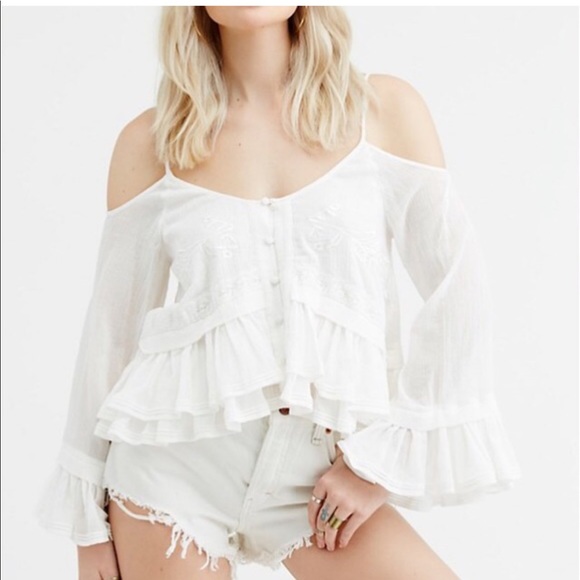 Free People Tops - Free People Woodstock Gauze Open Shoulder Top